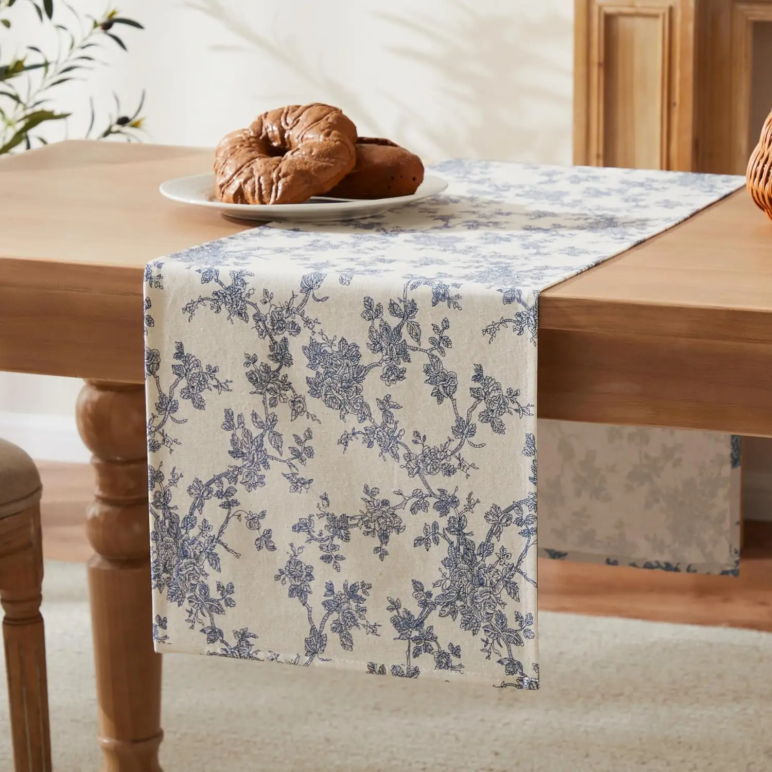 

Retro Table Runner Blue Floral Kitchen Rectangle Table Runner Kitchen Table Decoration Indoor Outdoor Home Party Supplies