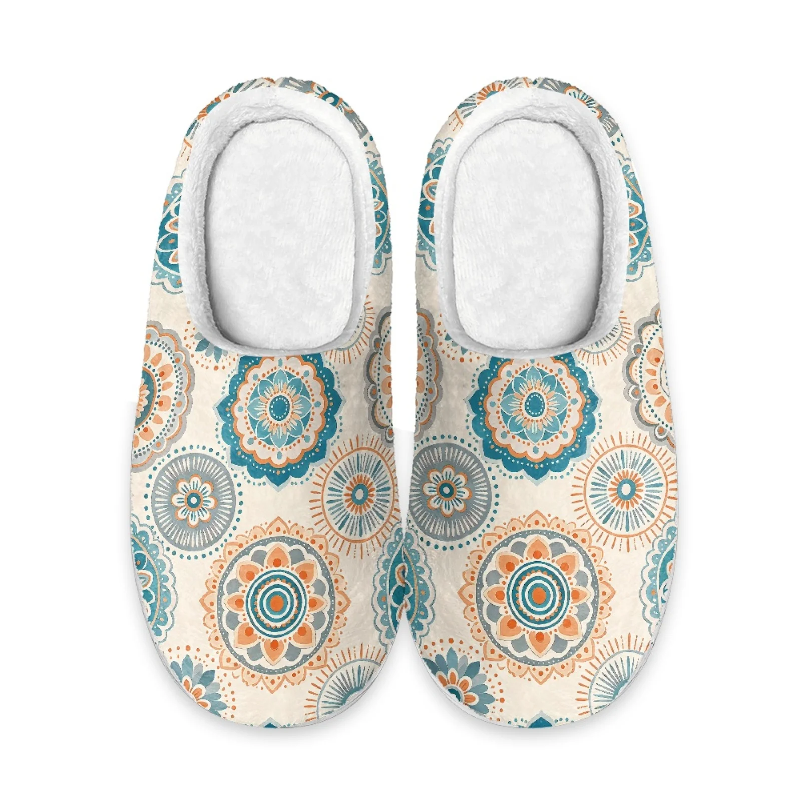 PENSTROLL Mandala Print Extra Warm Thermal Slippers For Winter New Mom Cozy Slides Cotton Slippers for Hotel