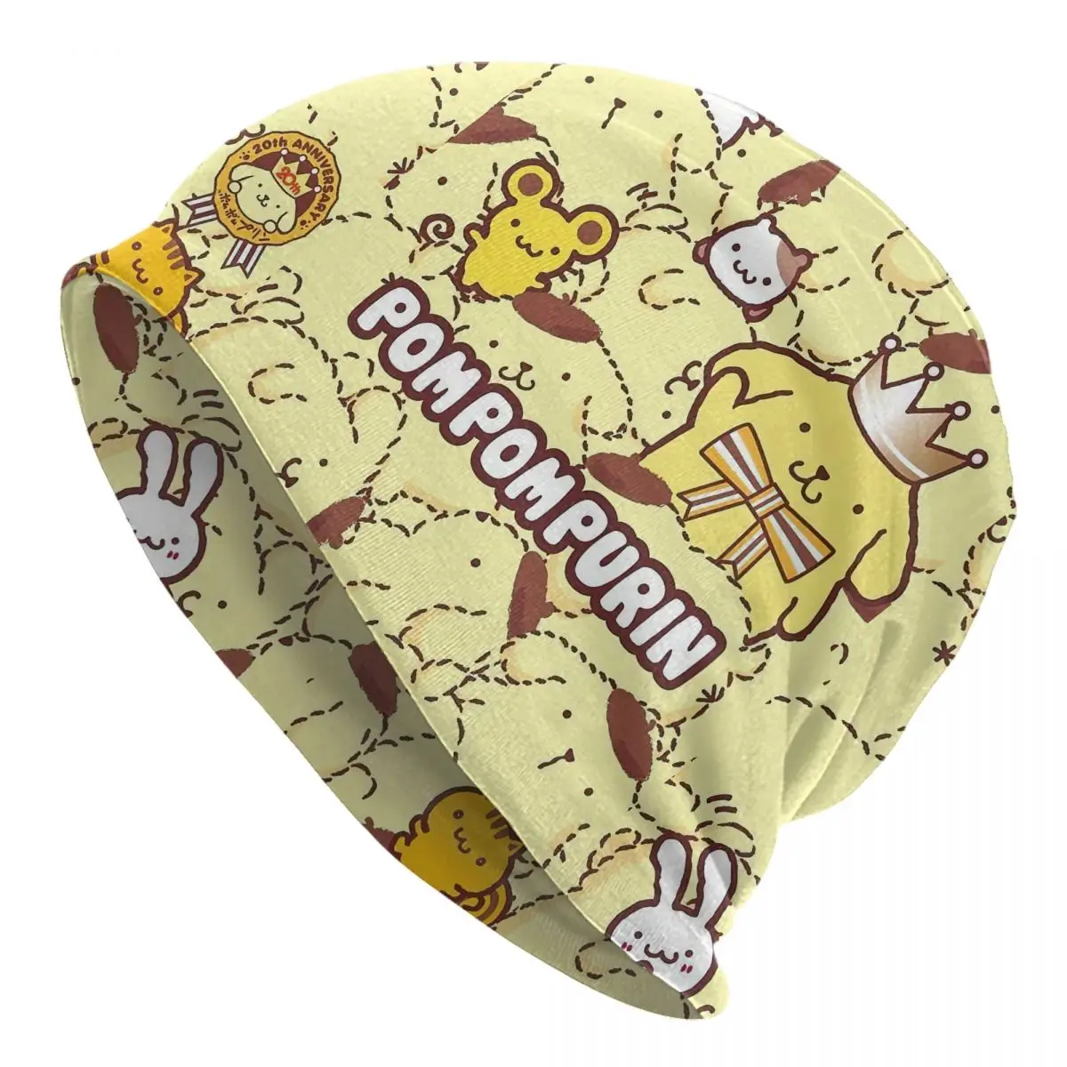 

Милые шапки с помпоном Purin с мультяшным коллажем, модные уличные шапочки с черепами, мужские и женские теплые шапки двойного назначения