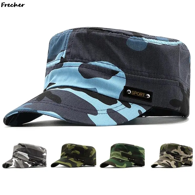 Camouflage Trendy Trucker Cap Men Camouflage Flat Caps Fishing Hunting Jungle Hat Outdoor Breathable Cotton Snapback Hats Gorras