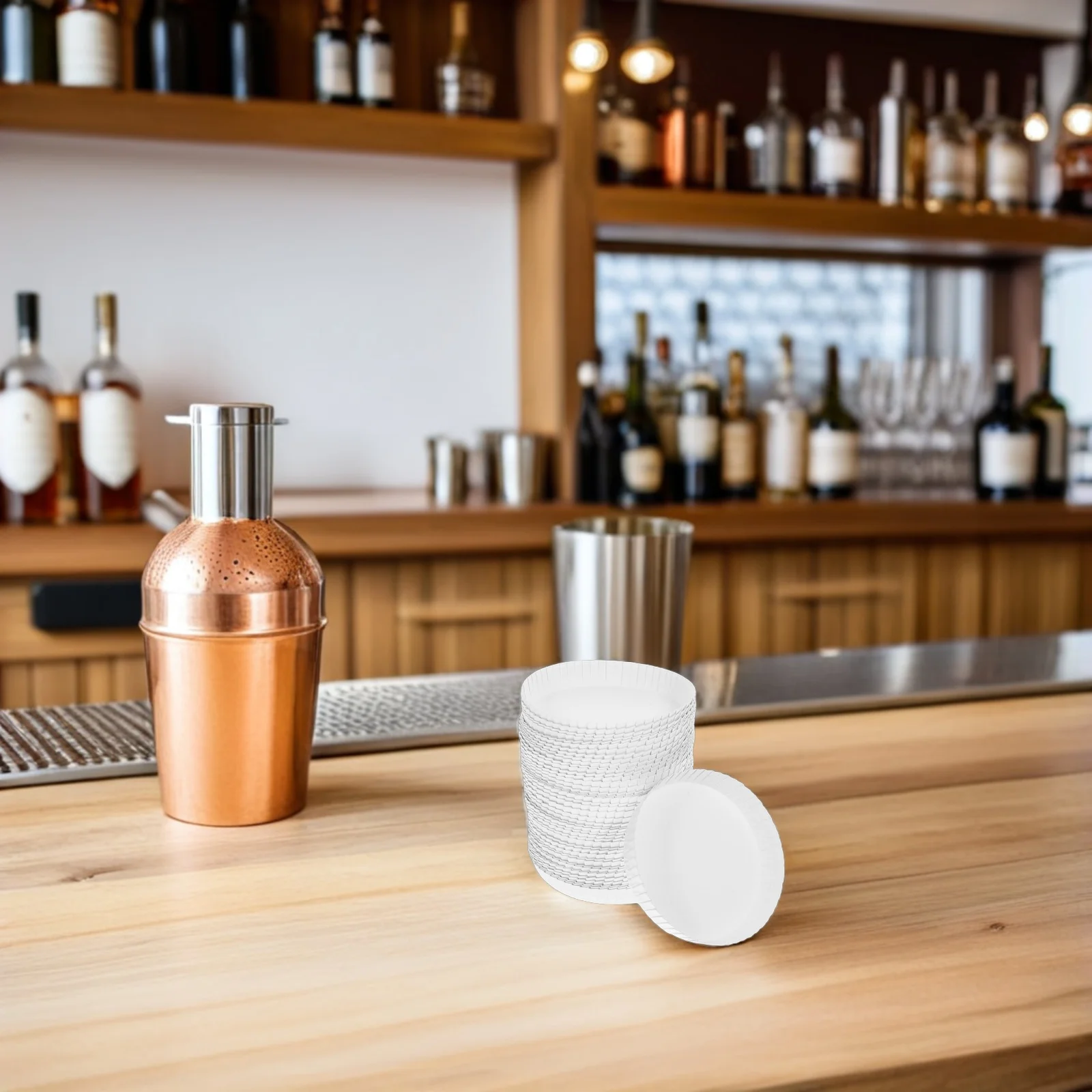 

200Pcs Disposable Paper Cup Lids Leak-Proof White Round Cup Covers for Coffee Tea Milk Tea Beverage Hotel Bar Use