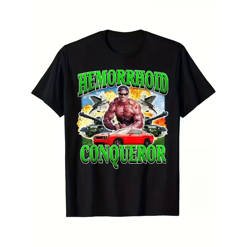Hemorrhoid Conqueror Funny Meme Weird Offensive Cringe Joke Men's T Shirt Women Cotton Tee Streetwear Oversize Summer Spring top