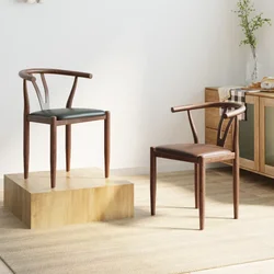 Lederen Eetkamerstoelen Metaal-hout Bruin Scandinavische Stijl Living Chaise Salle A Manger Armleuning Sedie Cucina Keukenmeubilair A2