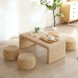 Tavolino da caffè giapponese in Rattan moderno da pranzo tè centro minimalista servizio tavolino unico colazione Mesas Bajas mobili da giardino