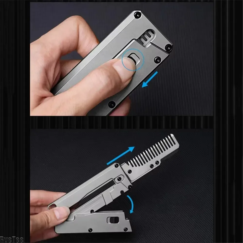 Multi-function EDC Utility Window Breaker Titanium Alloy Folding Comb Replaceable Comb Outdoor Camping Hunting Survival Tool