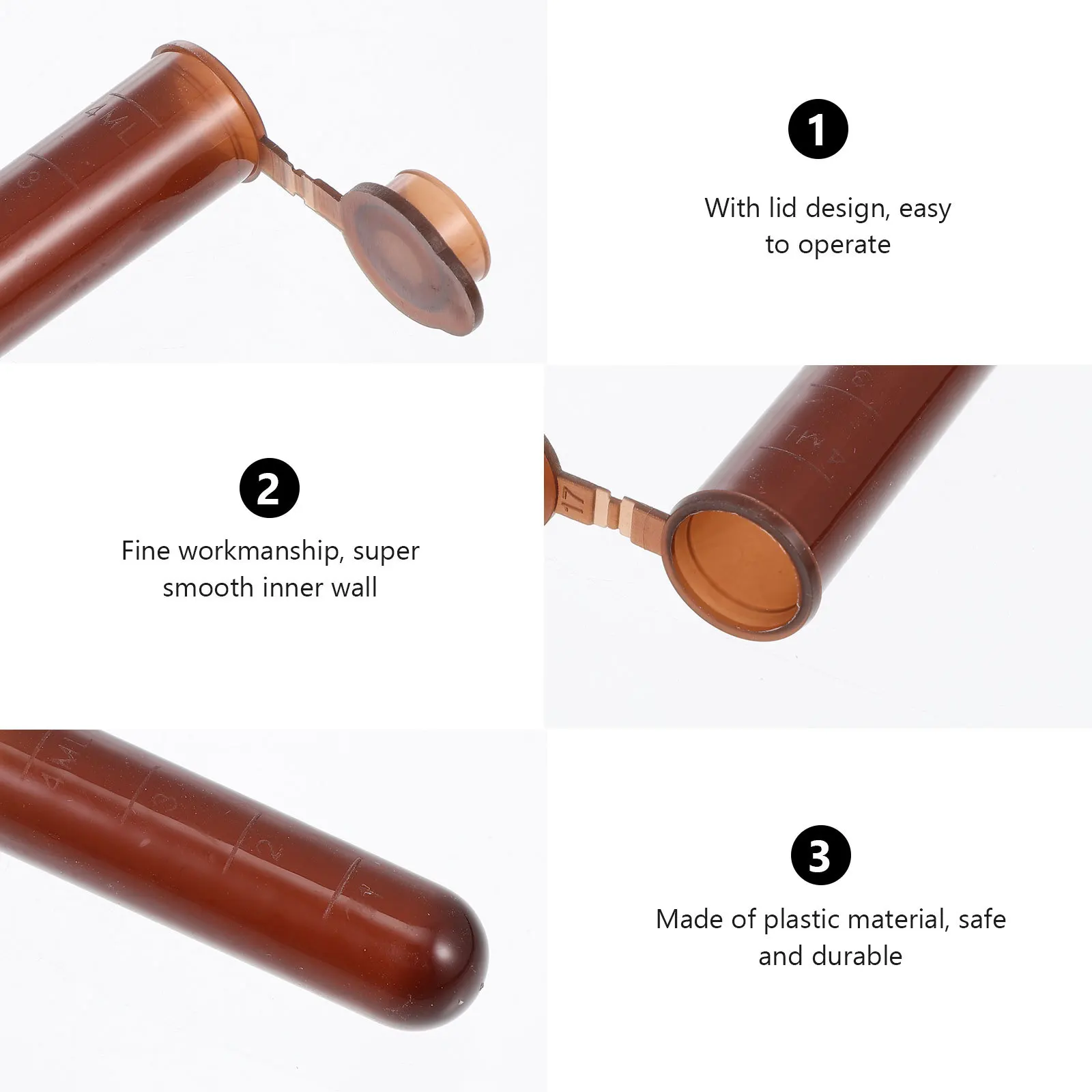 

300Pcs Brown Centrifuge Tubes 5Ml Graduated Plastic Laboratory Medical Supplies Round Bottom Test Vials for Sample Storage and