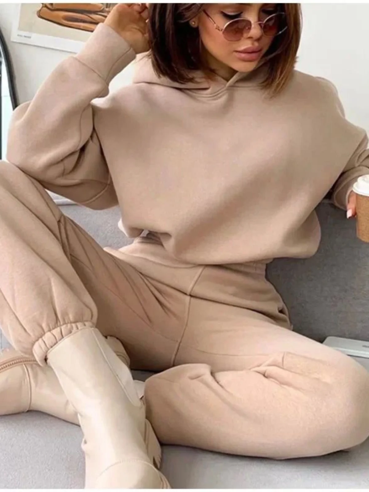 

Women's Hoodie Sweatirt And Pants Set Casual Sports Suite Long Sve Cute Du Head Design Comfortable Spring Sle