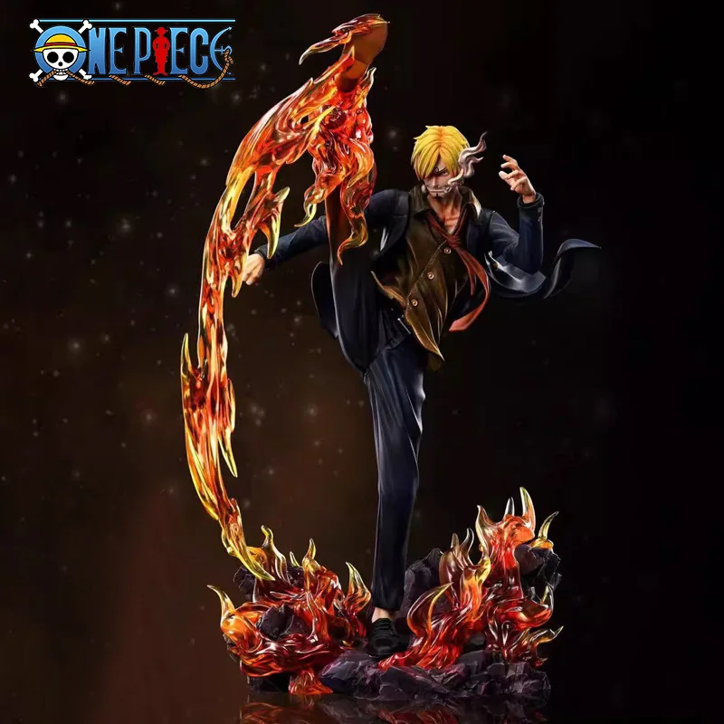 

35cm/13.77in One Piece Kicking Sanji Anime Figure Collectible Model Diable Jambe Three Main Forces Toy Gift