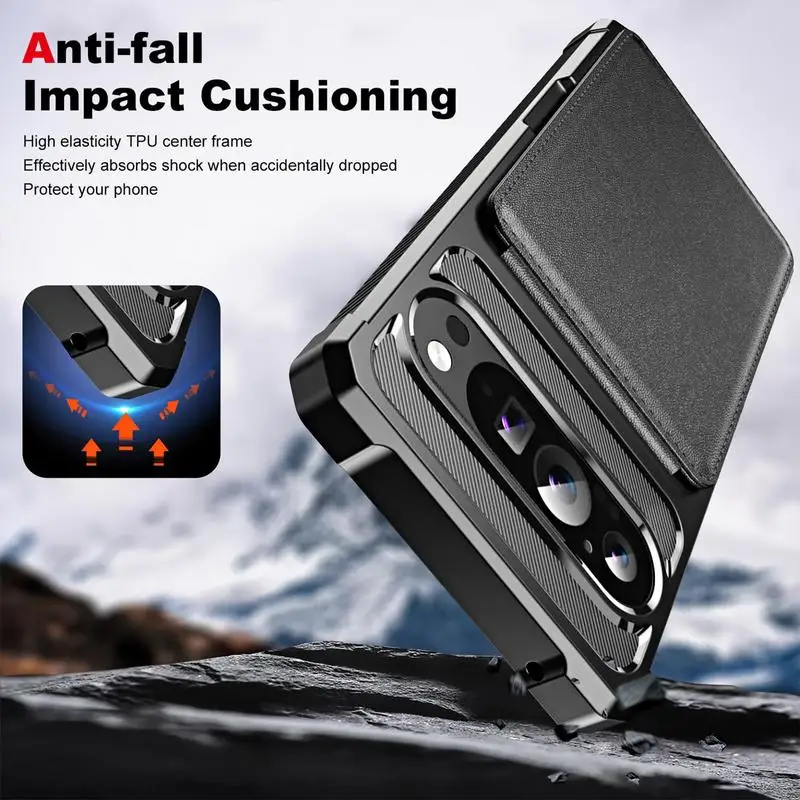 Cell Phone Case Anti-Fall Case With Card Holder Magnetic Protective Phone Cover Camera Protection Smartphone Case