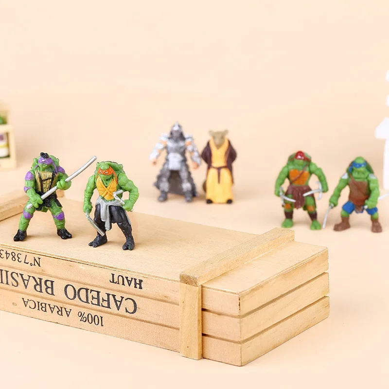 Teenage Mutant Ninja Turtles 6 MINI PVC Statue Action Figurine Desk Collectible Anime Model Toys Figures Gift