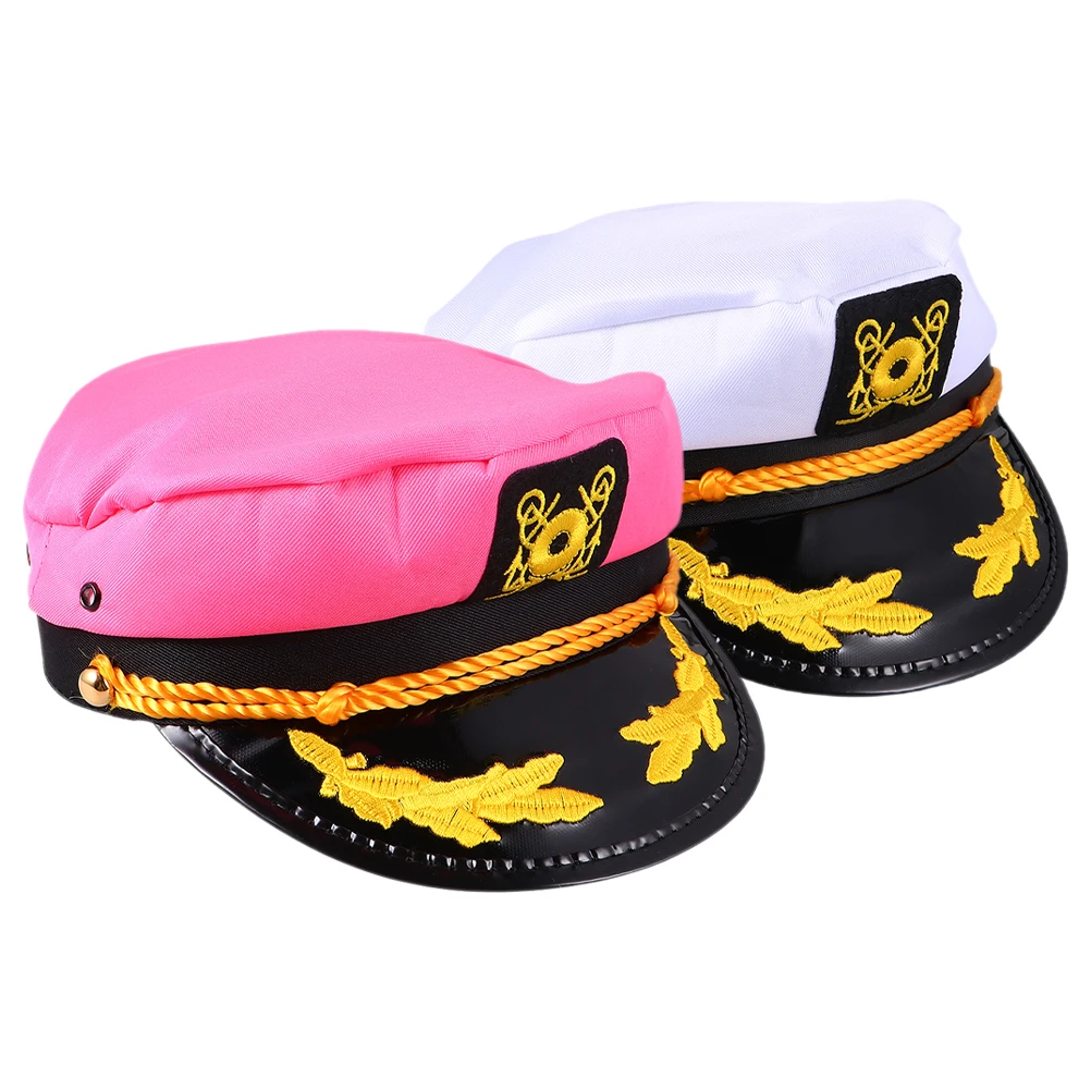 2pcs Navy Marine Hat Sailor Captain Costume Men Yacht Captain Hat Hat Funny Party Hats Costume Accessories