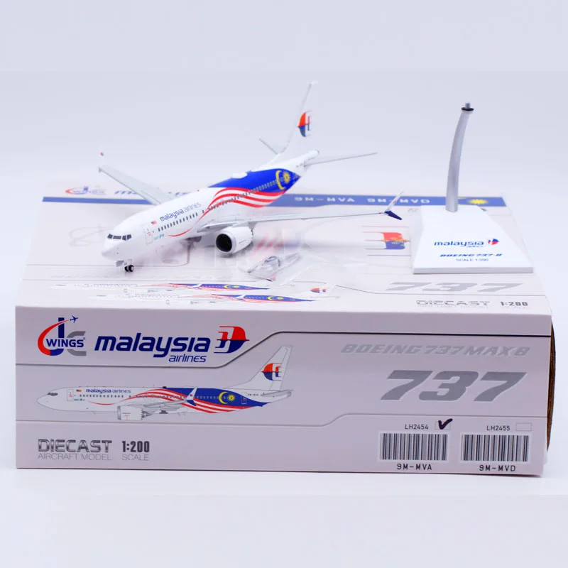 

LH2454 Alloy Collectible Plane Gift JC Wings 1:200 Malaysia Airlines Boeing B737 MAX 8 Diecast Aircraft Jet Model 9M-MVA