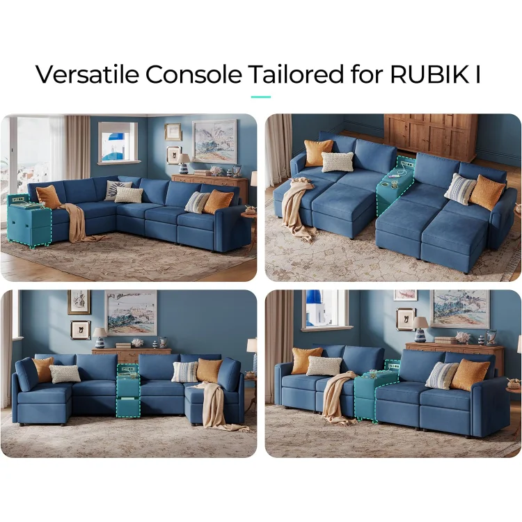 Versatile Console for Rubik I Modular Sectional Sofa, Multifunctional Side Table Integrated Power, Cup Holders, Table