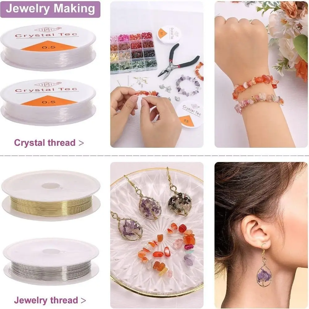 Schmuckset zum Basteln mit Steinperlen, handgefertigtes Armband-Set mit unregelmäßig zerkleinerten Steinen, Charms, DIY-Bastelset, DIY-Armband-Set für Mädchen – Detail 7