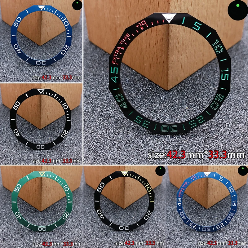 Tilted Cerâmica Bezel Insert Case, Prismatic Watch Parts, acessórios de alta qualidade, 42,3 milímetros * 33,3 milímetros