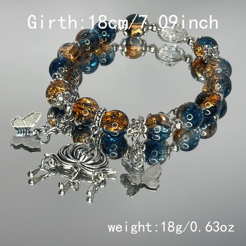 Nischen-Design Super Feenhaftes Schmetterlingsarmband für Damen, Süßes Grünes Perlen-Quasten-Kettenarmband, Elastisches Armband, Exquisiter Partyschmuck – Detail 6