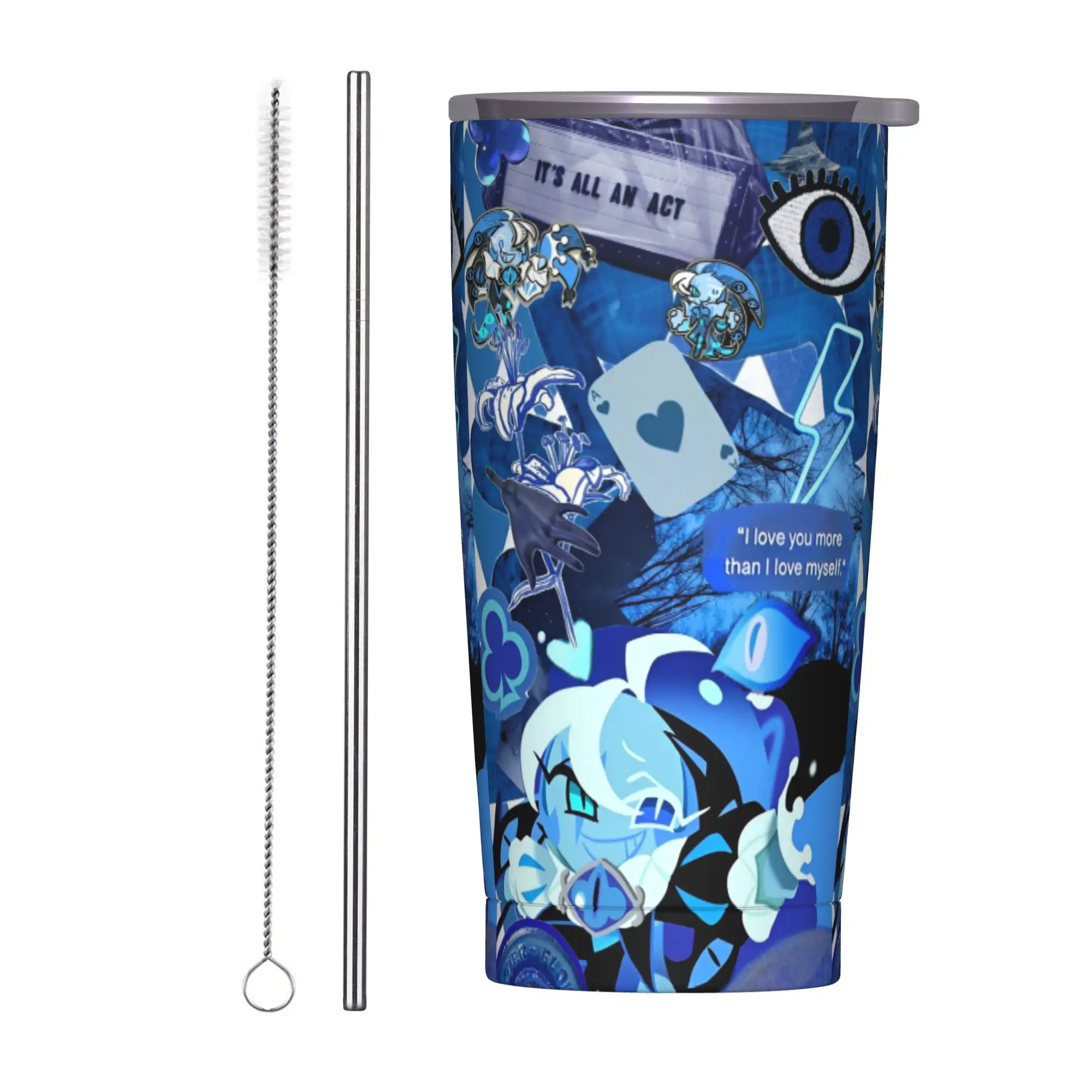 Shadow Run Kingdom Milk Cookies Tumbler Vacuum Insulated Anime Coffee Cups with Lid Straw Smoothie Tea Mugs Spill Proof, 20oz