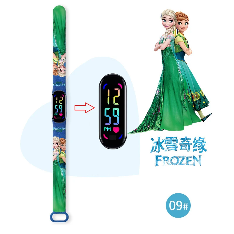 Montres Disney Frozen pour enfants, bracelet en silicone, coloré, léger, étanche, horloge à quartz