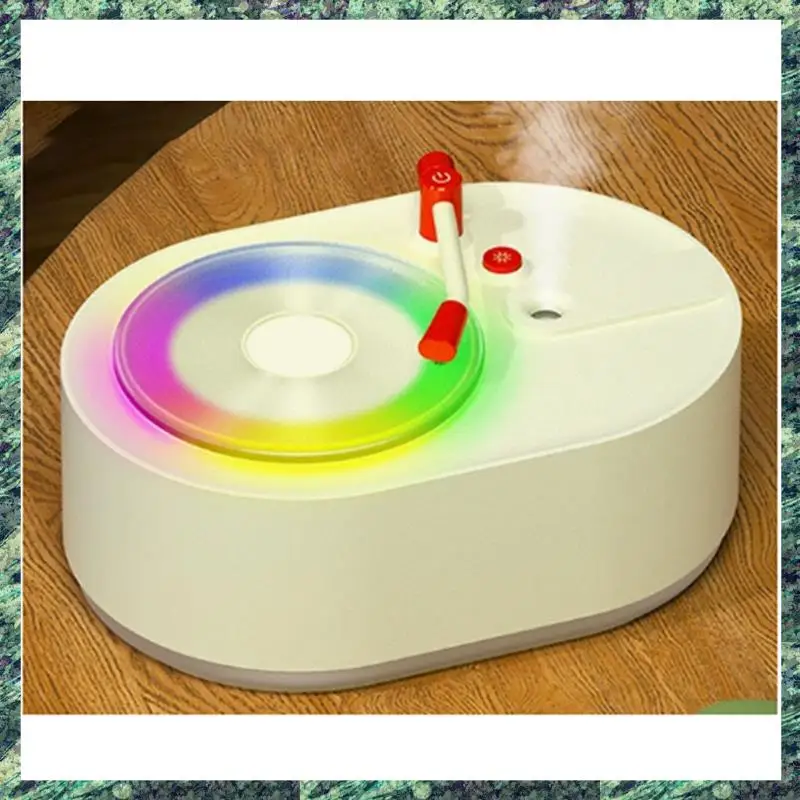 SCLS Pemutar Rekaman Retro Portabel USB Mini Pelembap Udara Kabut Dingin Penyebar Aroma Minyak Esensial dengan Led