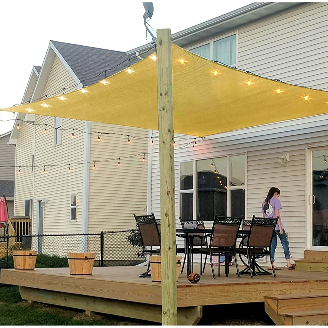 Factory direct 7'x13 'rectangular outdoor terrace awning 100% pure polyethylene woven 95% sunshade 3-5 years service life