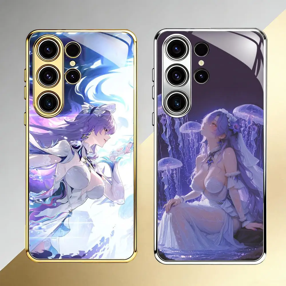 Cantarella Wuthering Waves Phone Case For Samsung S26 S25 S24 S23 S22 S21 Plus Ultra FE Edge Electroplated glass