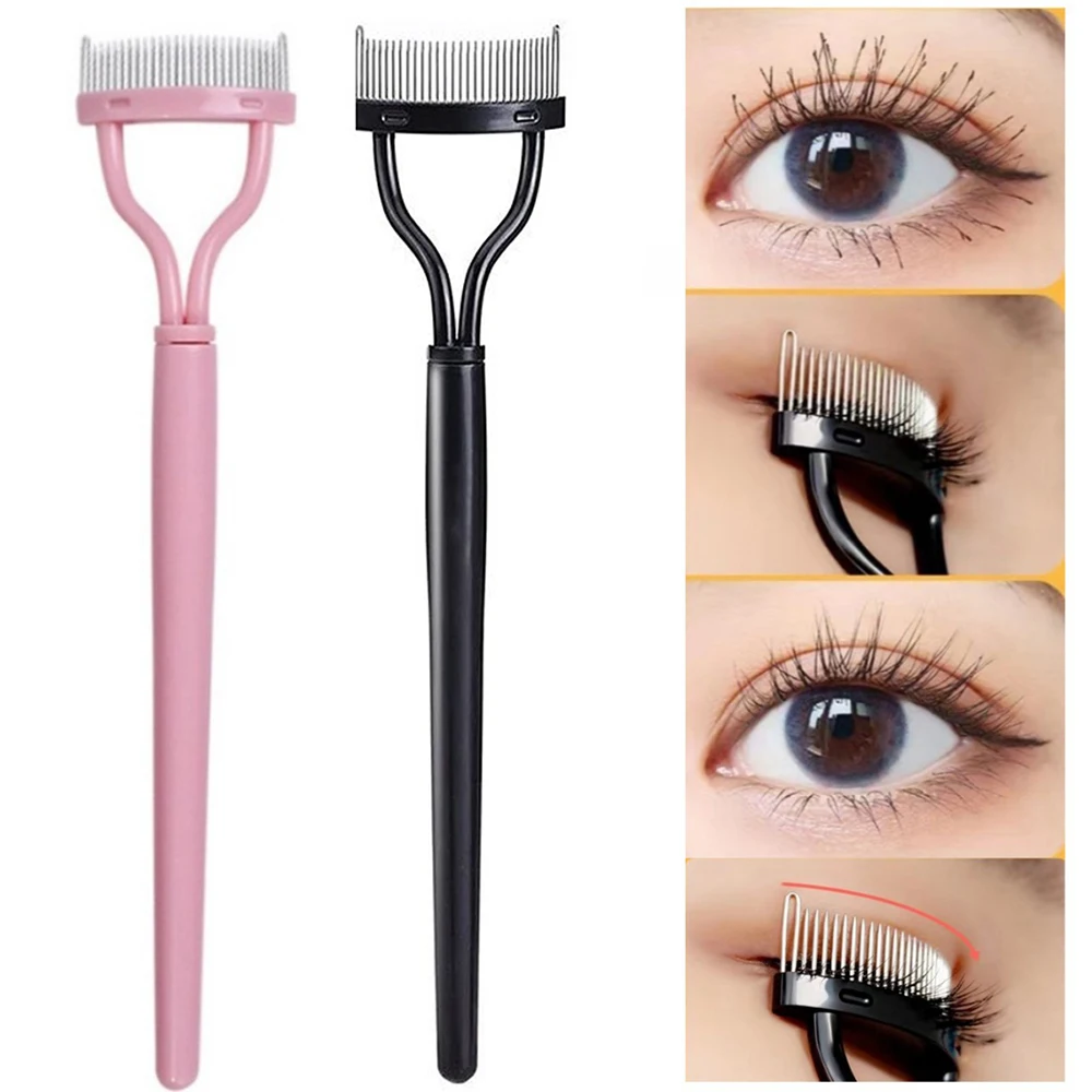 1 Piece Steel Needle Eyelash Comb, Semi-Arc Portable Grafting Eyelash Brush, Eyelash Molding Tools, False Eyelash AIDS