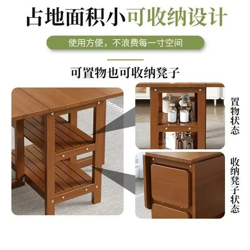 Solid wood folding dining table and chair combination dual-purpose small apartment integrated table rectangular living