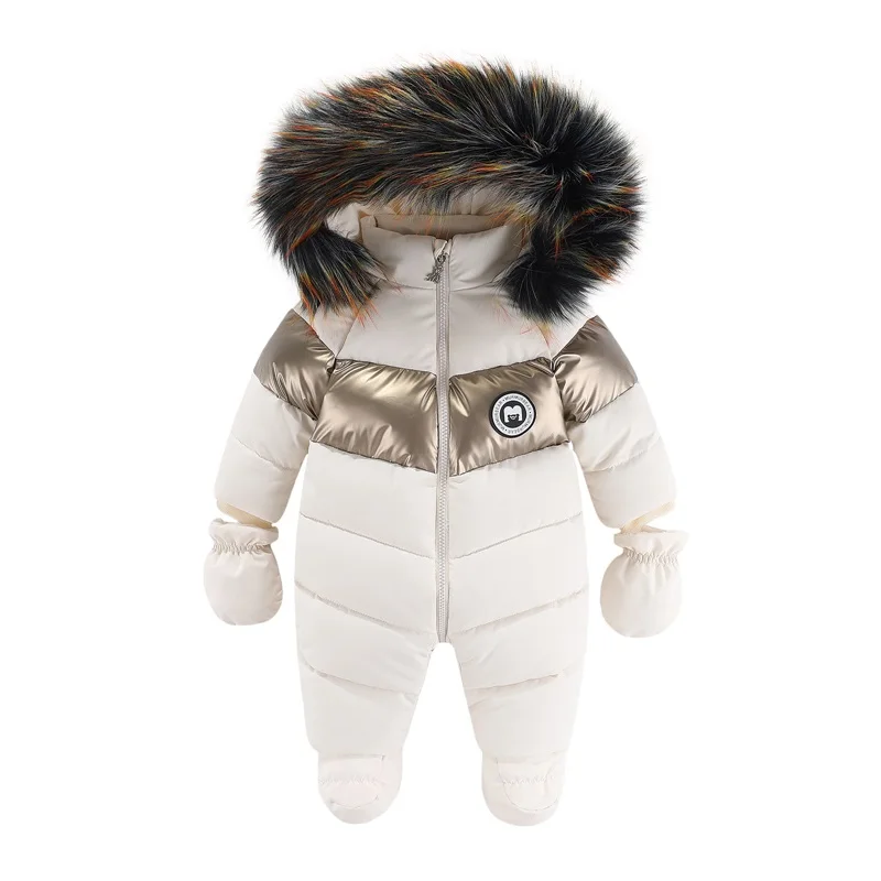 

Suefunskry Newest Baby Winter Snowsuit Infant Coat Romper Warm Outwear Hooded Puffer Jacket Footed/Removable Jumpsuit 6-24Months