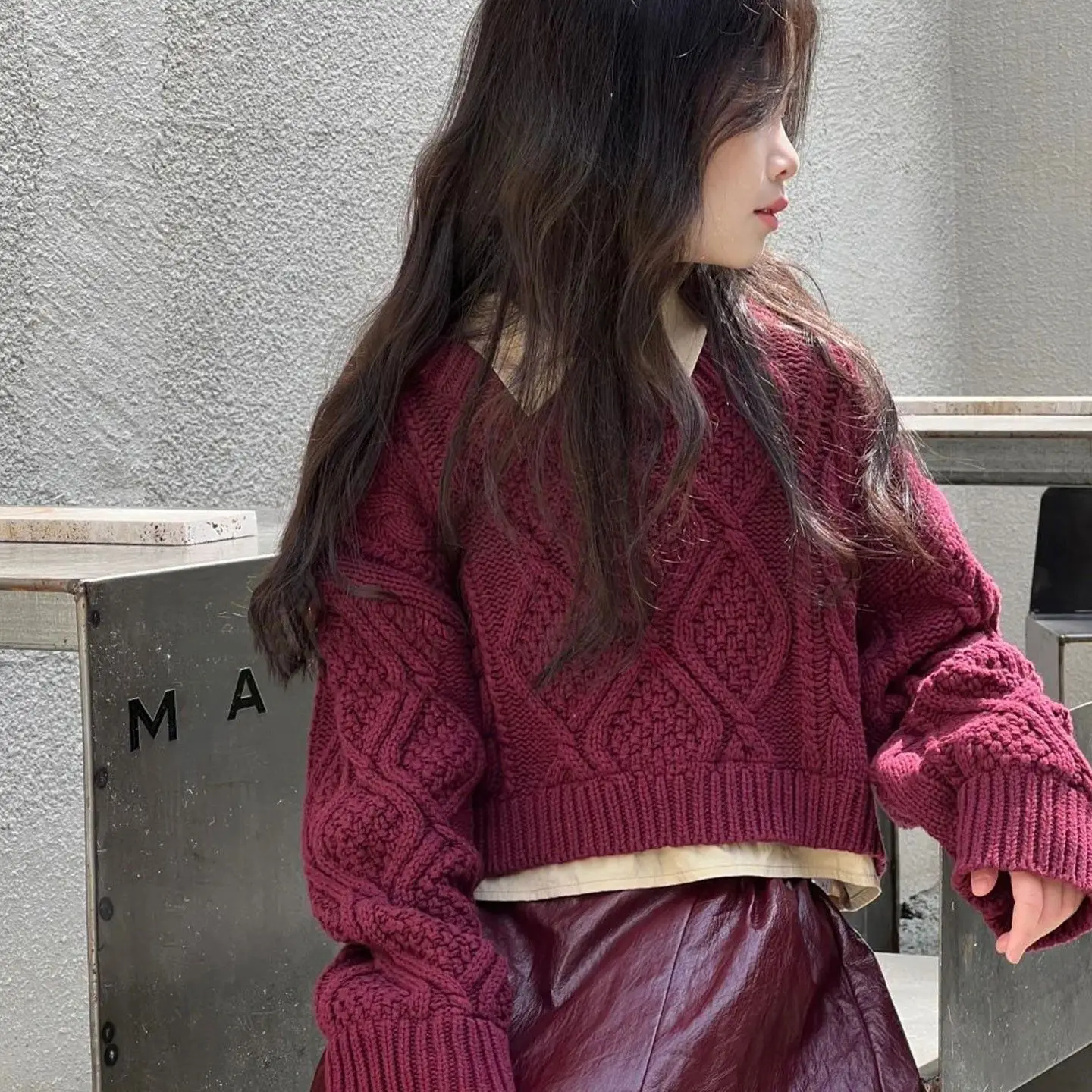 autumn winter Christmas red teen girls kids sweater diamond grid knit tops child PU skirt 4 6 8 10-12 New Year clothing outfits