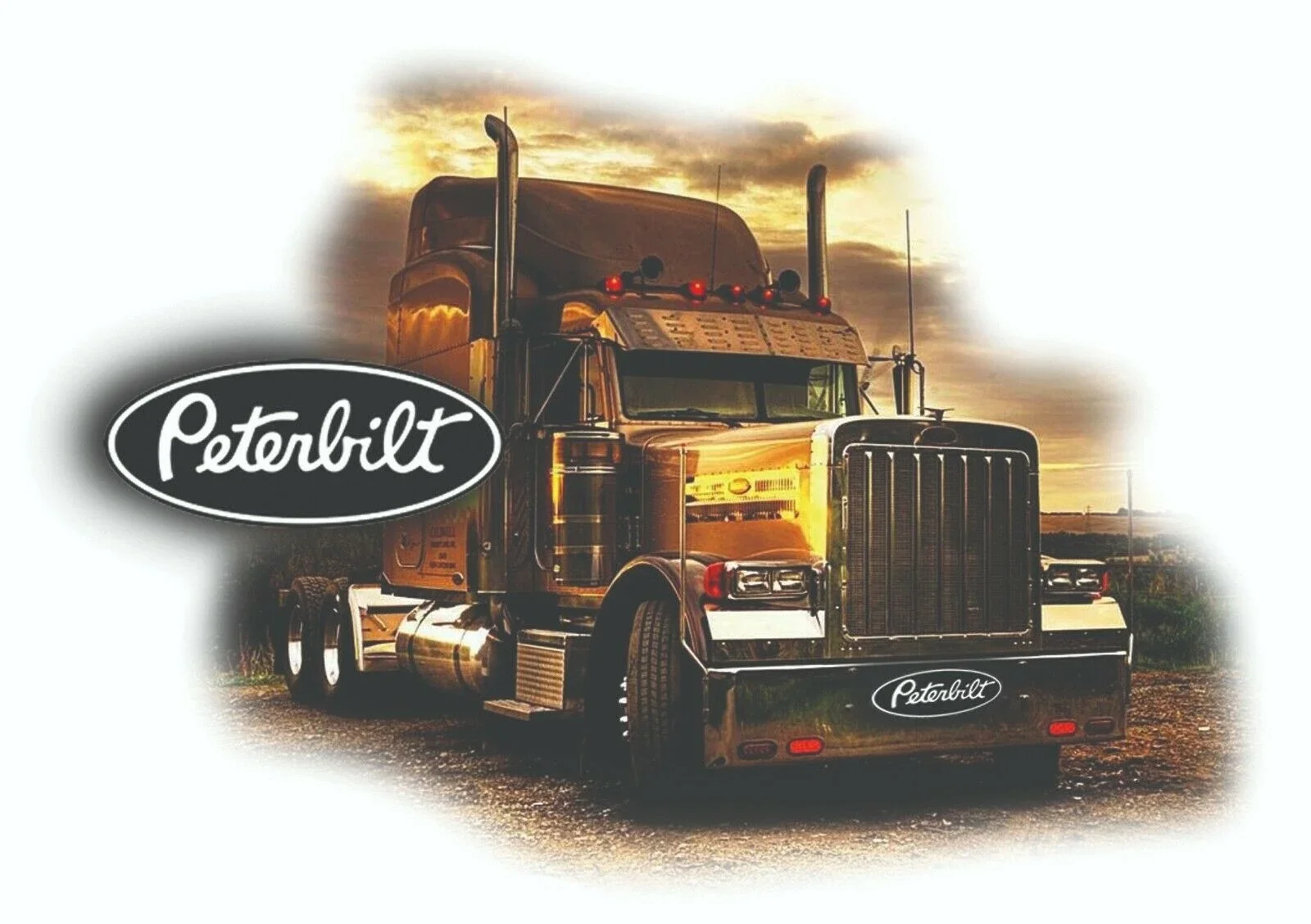 For PETERBILT EVENING SEMI TRUCK STICKER DECAL GARAGE LABEL MAN CAVE TOOLBOX USA