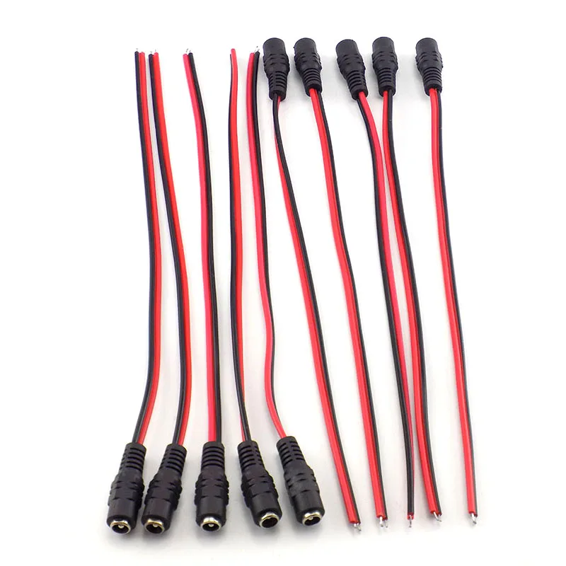 Conectores Jack de 5,5x2,1mm, Cable de extensión de alimentación de CC, adaptador de enchufe hembra para cámara CCTV, tira LED, Cable de CC