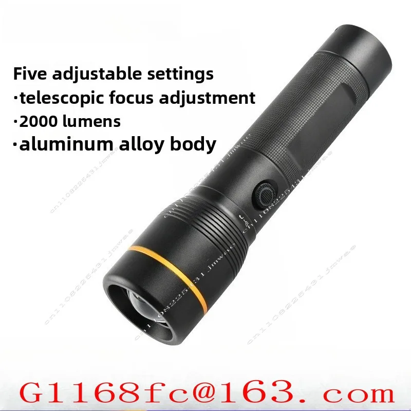 Multifunctional zoom led charging flashlight outdoor lighting 2000 lumens strong light super bright