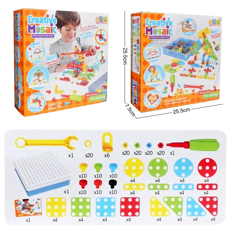 Giocattoli per trapano elettrico per bambini Kit di giocattoli da costruzione creativi assemblato Set da gioco fai-da-te Giocattoli educativi STEM per regalo per ragazze dei ragazzi