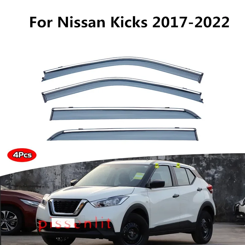 For Nissan TIIDA 2004-2009 Window Trim Chrome Visors Wind Rain Guard Roof Sun Rain Shade Vent Visor Spoiler Wing Accessories