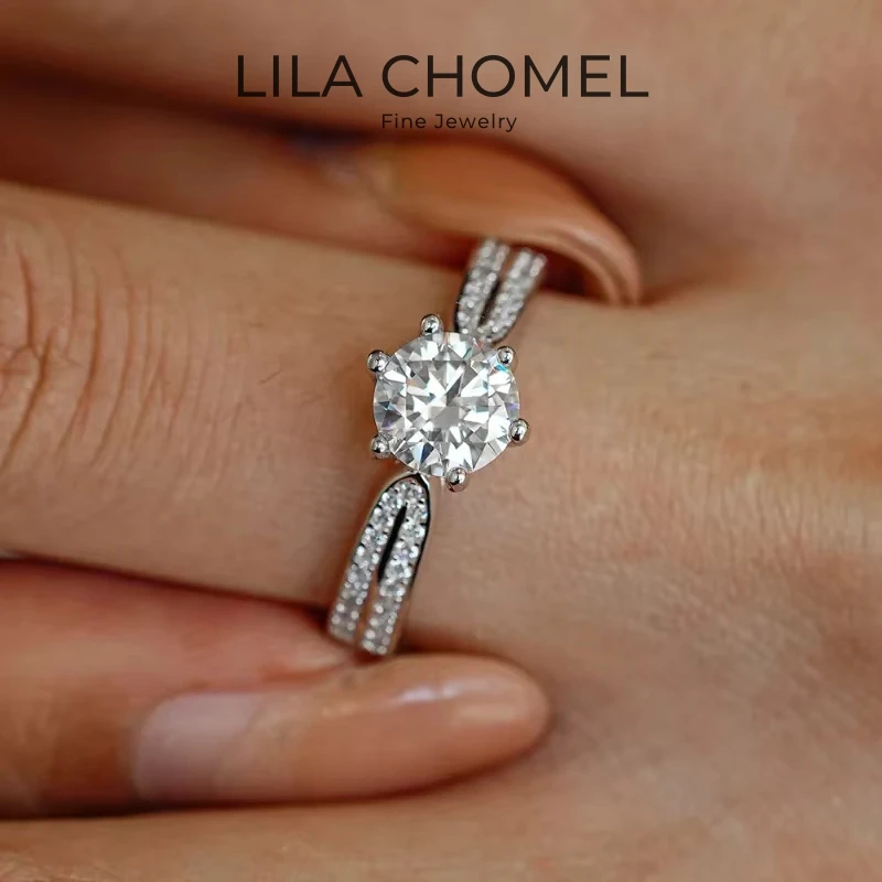 

Women Engagement 18K White Gold Wedding Band 0.5/1CT Moissanite Diamond Girl Valentine's Day PT950 Platinum Birthday Gift Rings