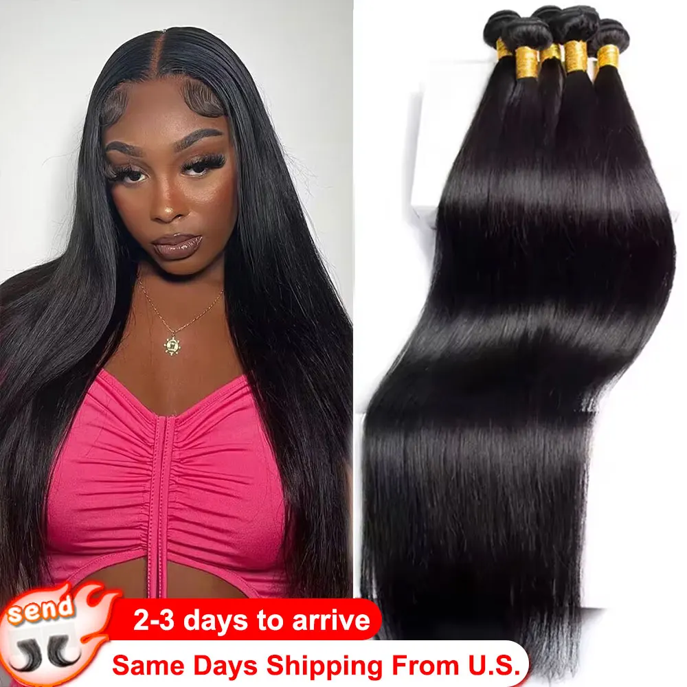 30 36 بوصة العظام حزم من شعر طبيعي مفرود الشعر البرازيلي 100% غير المجهزة نسج ملحقات 3/4/5 حزم الشعر البشري بالجملة