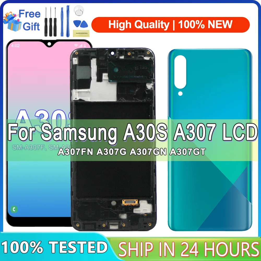 100% Tested A30S Screen, for Samsung A30S A307 A307F A307FN A307G A307YN Lcd Dispaly Digital Touch Screen With Frame