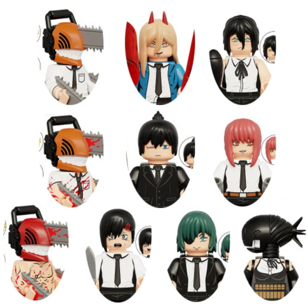 

Anime Chainsaw Man Building Blocks Denji Pochita Makima Hayakawa Aki MIni Q-version Action Toy Figures Model Kid Christmas Gift