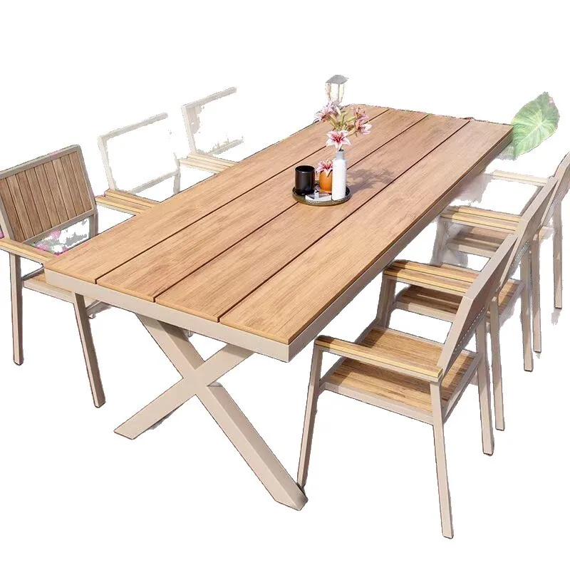 Outdoor tables and chairs Plastic wood courtyard diningable Sunscreen preservative wood ************ Balcony Outdoor tables an