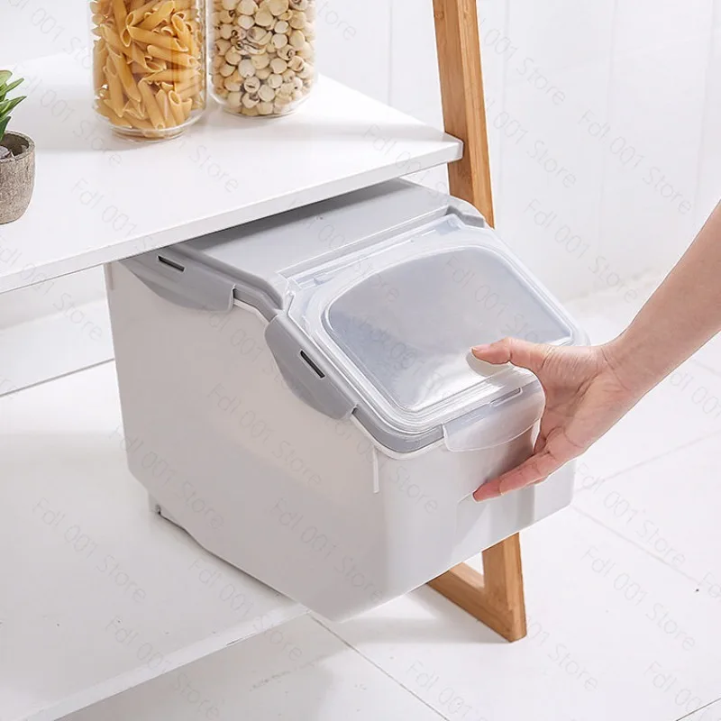Large Capacity Sealed Grain Storage Bucket Plastic Kitchen Pantry Container Moisture Proof for Rice Pet Food
