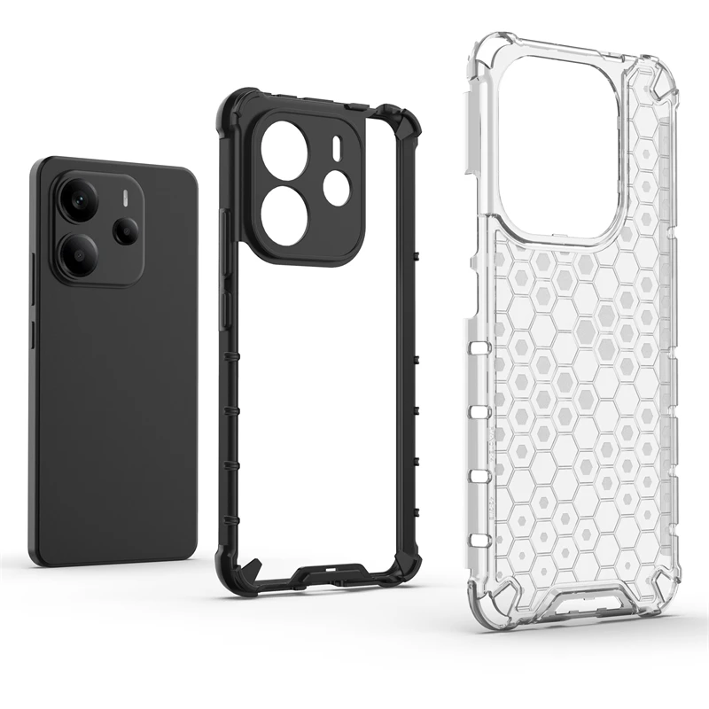 Transparent Phone Case For Redmi Note 14 4G Anti-knock Honeycomb Armor Case For Redmi Note 14 4G Cover For Redmi Note 14 4G Case