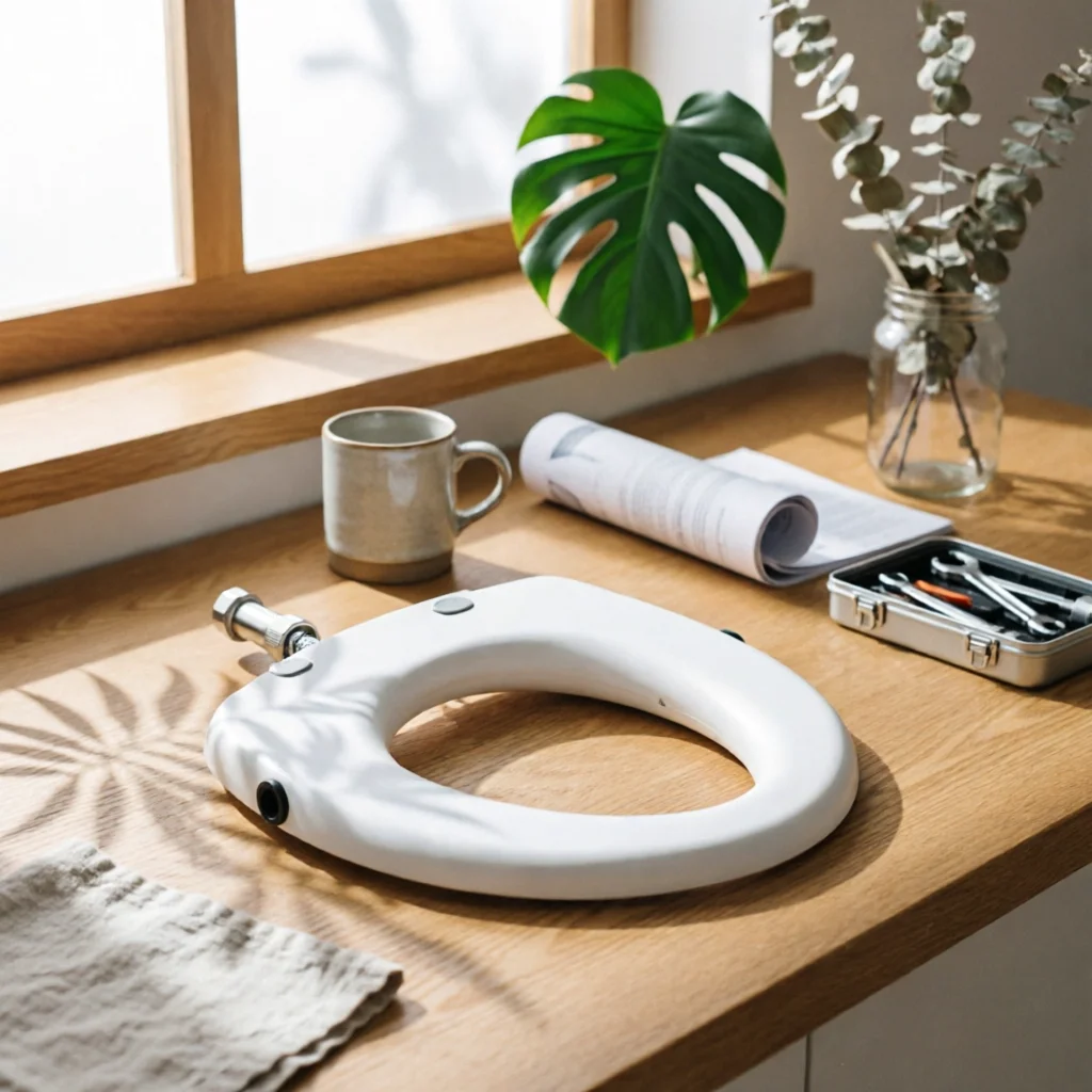 Flach Non-electric Bidet Seat Attachment Split Style Toilet Cleansing Upgrade with Side Control Panel for Apartment Bath