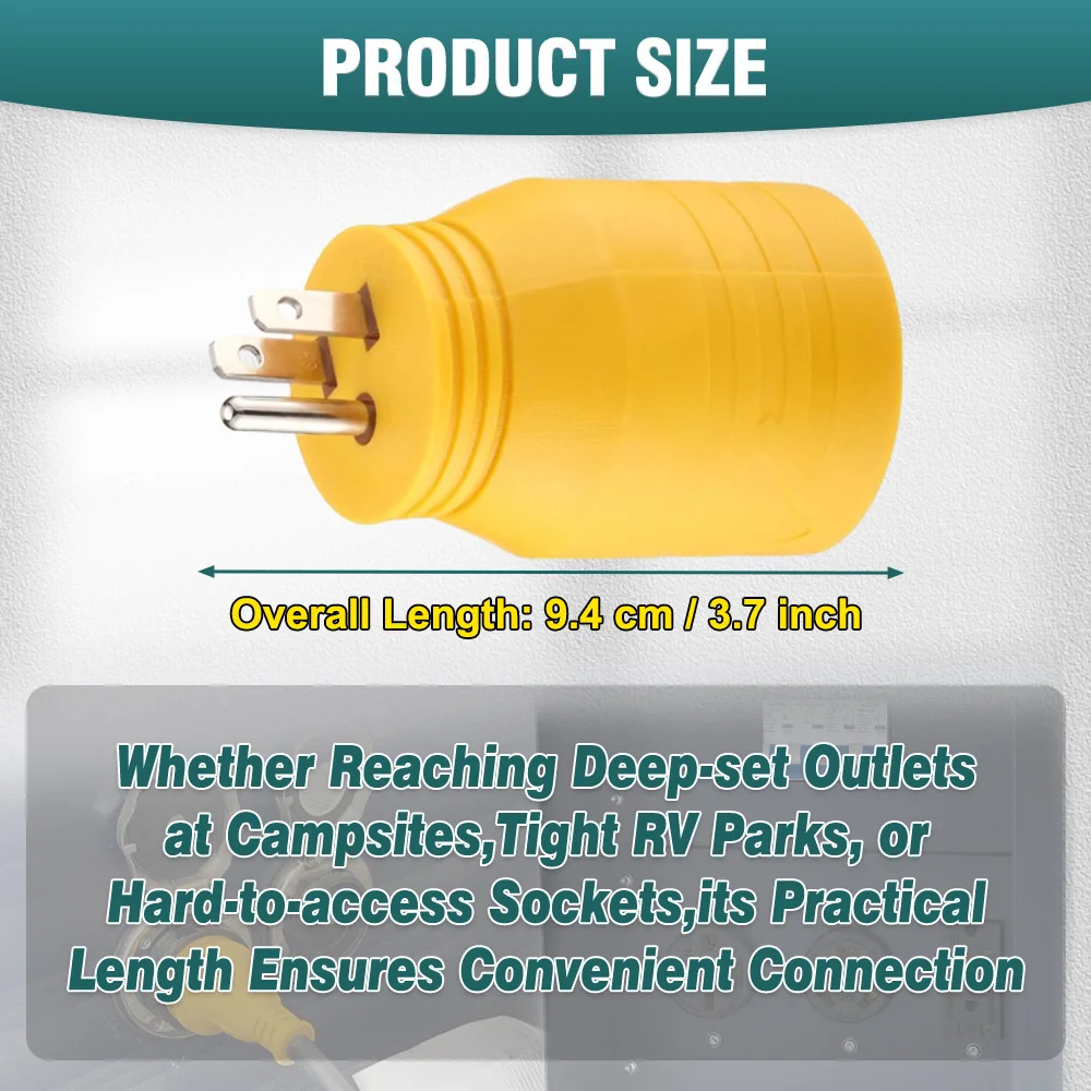 Yellow US Plug Type Only Shore Power Generator Adapter For NEMA 5-15P Male to 14-50R Female For RVs Trailers Campers Generators