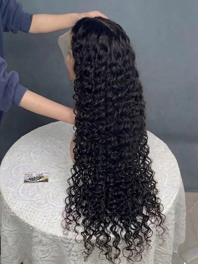 

Парик из натуральных волос с глубокой волной и высокой плотностью 250%, 13x6 HD Lace Front, 32-40 дюймов, с эффектом свободных водных кудрей, 13x4 Lace Frontal Wig