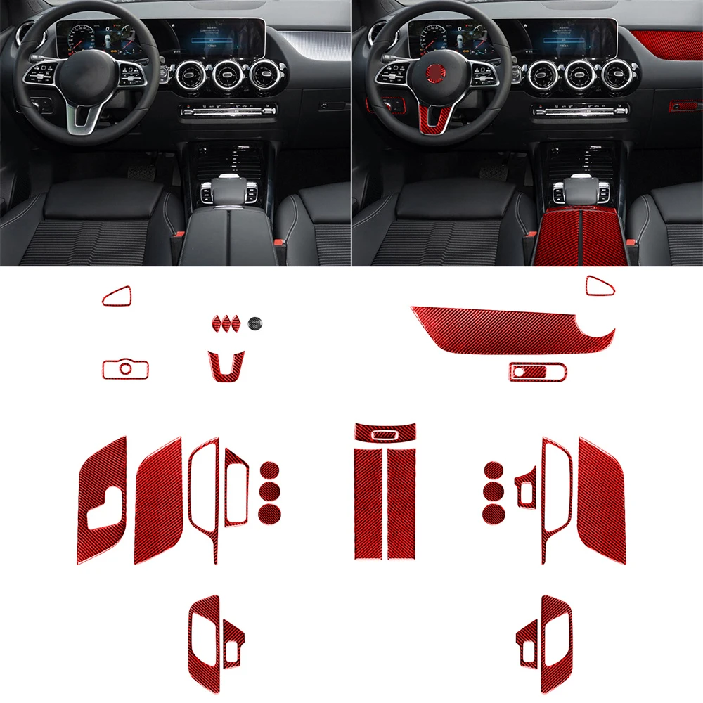 31Pcs Soft Carbon Fiber Interior Full Set Decorative Trim for Benz B Class B200 W247 2019+ GLB X247 2020-23 Car Parts Accessorie