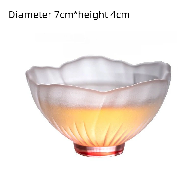 Japanese style pink heat-resistant glass covered bowl, master cup, tea making cup, frosted tea tasting cup, flower tea cup view 6