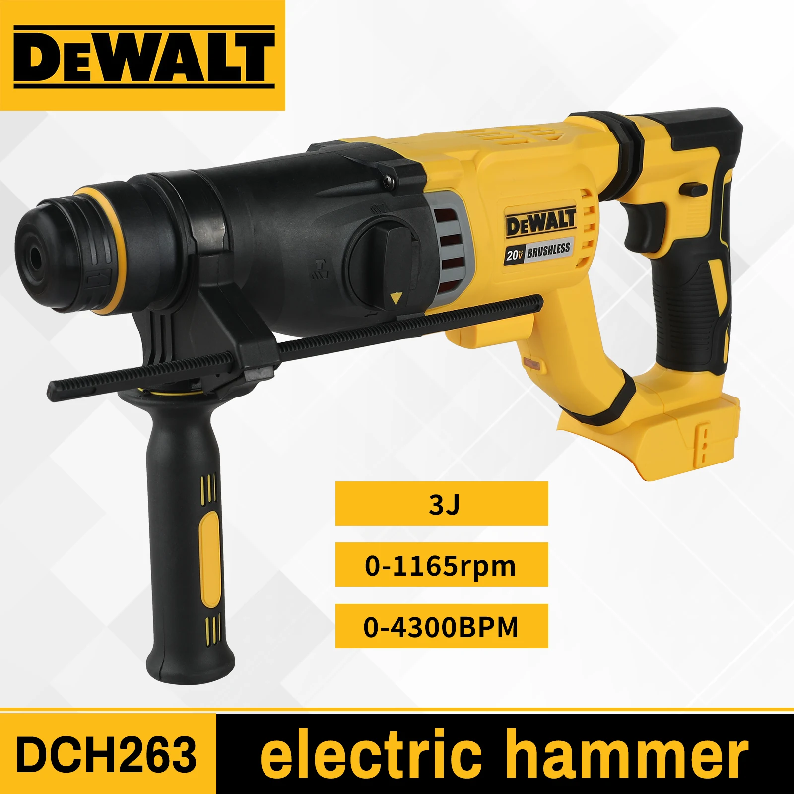 DEWALT DCH263 20V Brushless Wireless Hammer SDS Handle in D Rotary Electric Hammer Concrete Wall Drill Hole Power Tools