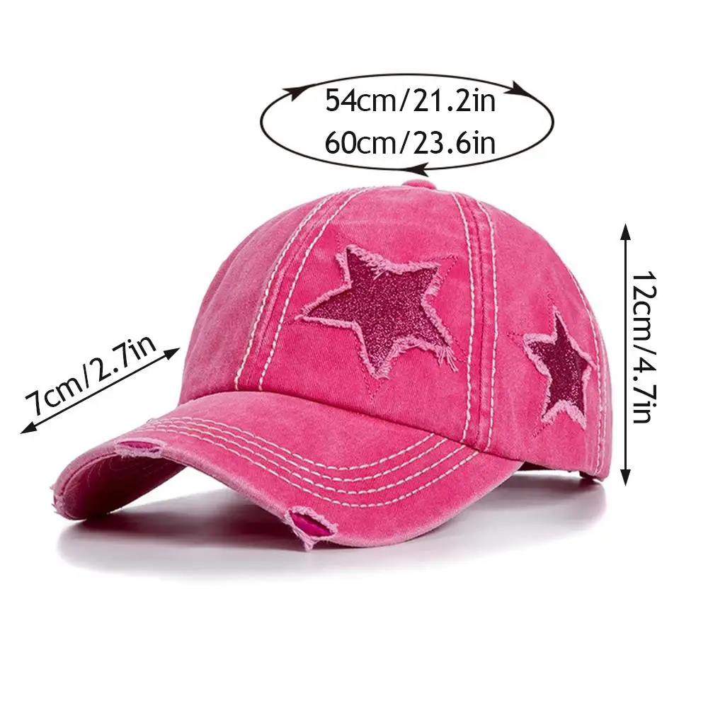 نجمة الجوف خارج الذيل قبعة بيسبول لذيل حصان Snapback قبعة غسلها القطن ستار التطريز قبعة بيسبول قابل للتعديل المتعثرة قبعة