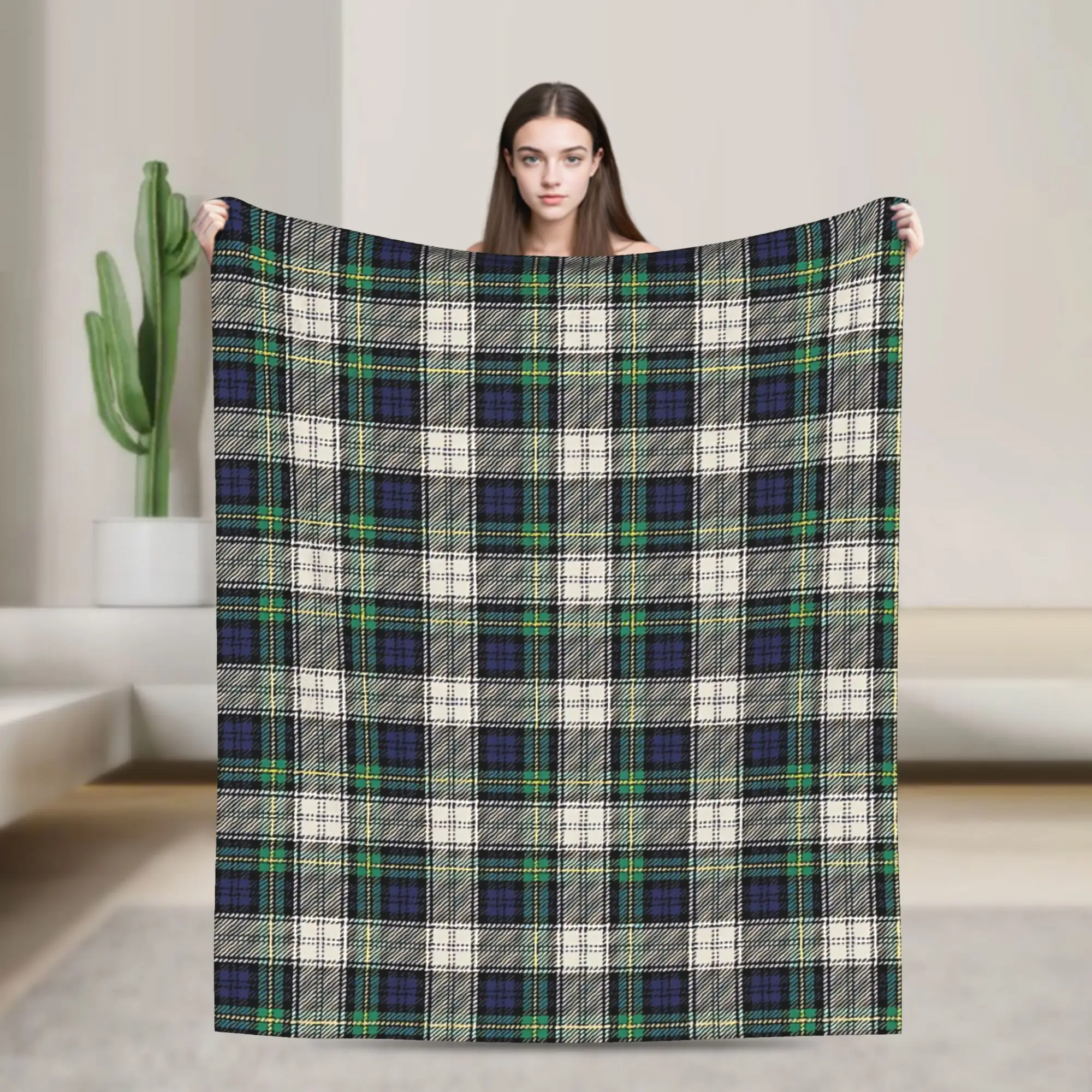 Scottish Tartan Blue and Green  Blanket  Flannel Awesome Breathable Throw Blanket for Bed Sofa Decoration,
