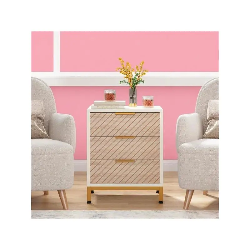 Elegant Modern Bedside Table with Drawer and Shelf for Bedroom Storage